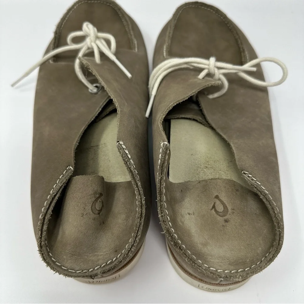 Olukai Holokai Leather Lace Up Boat Shoes Loafers